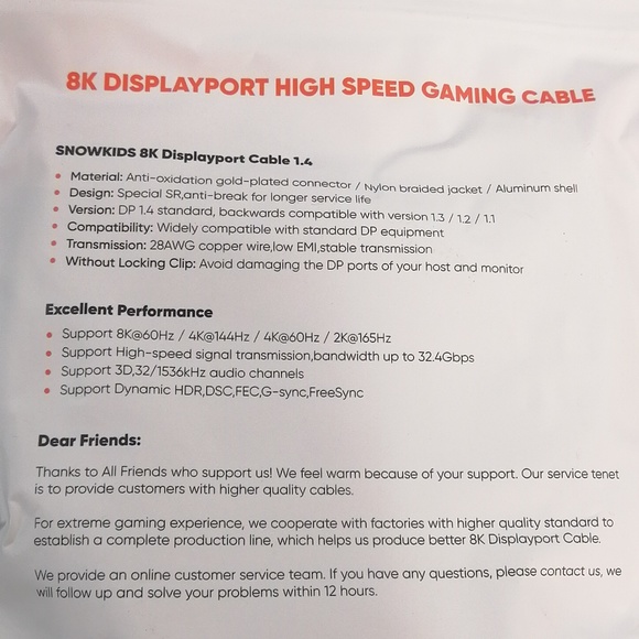 Gaming Cable 8K Displayport High Speed Gaming Cable Brand New - Picture 2 of 2